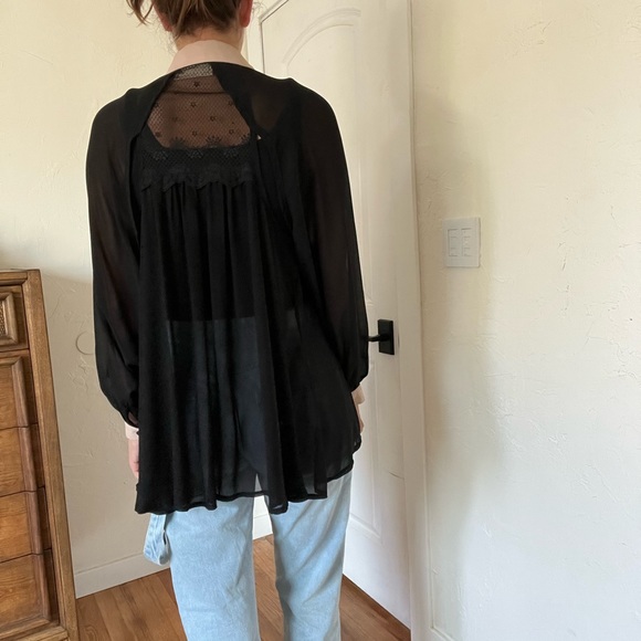 Ssemienne Sheer Black Button Down - Picture 7 of 10